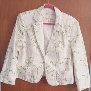 Worthington Stretch White Green Floral Blazer